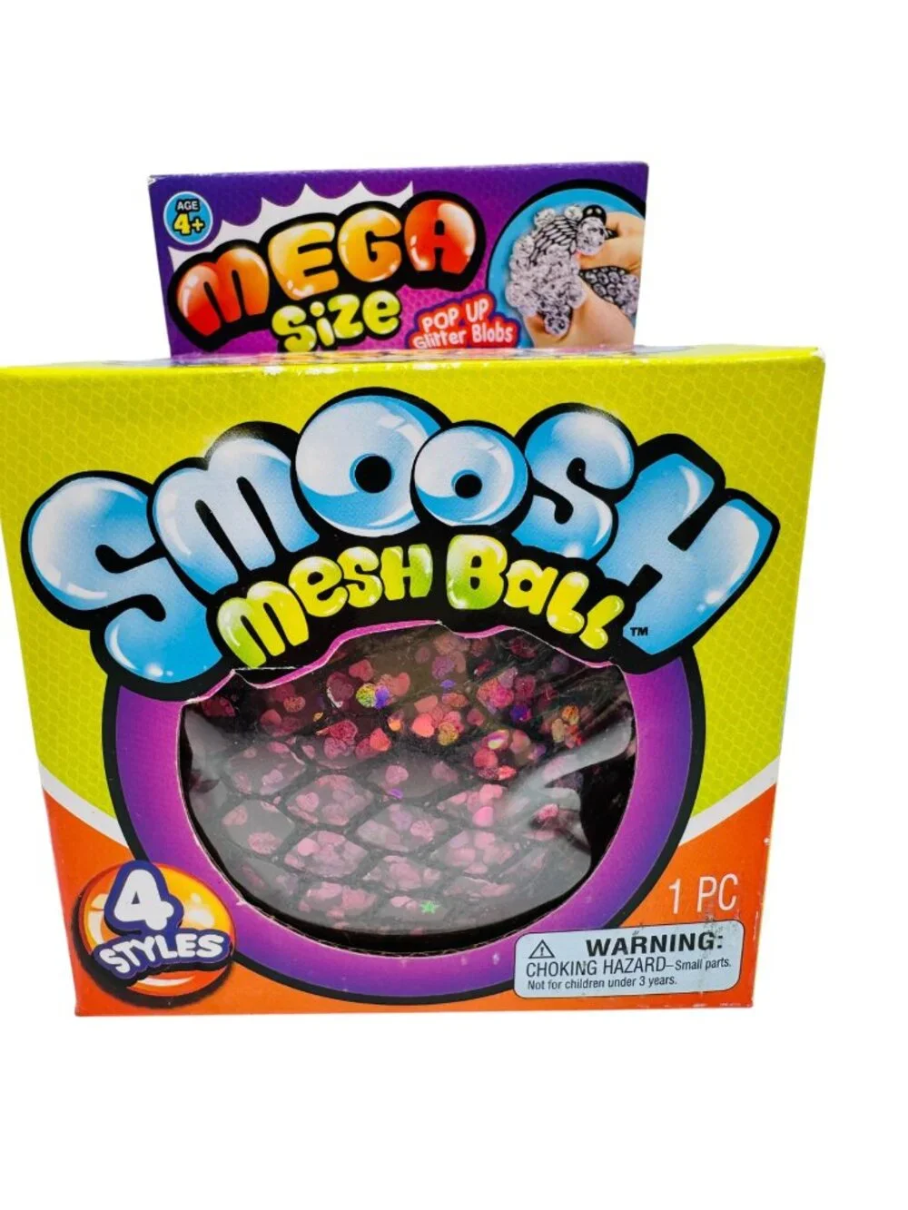 Mega Size Smoosh (Red Hearts)Ball Pop Up Glitter Blobs Fidget Toy